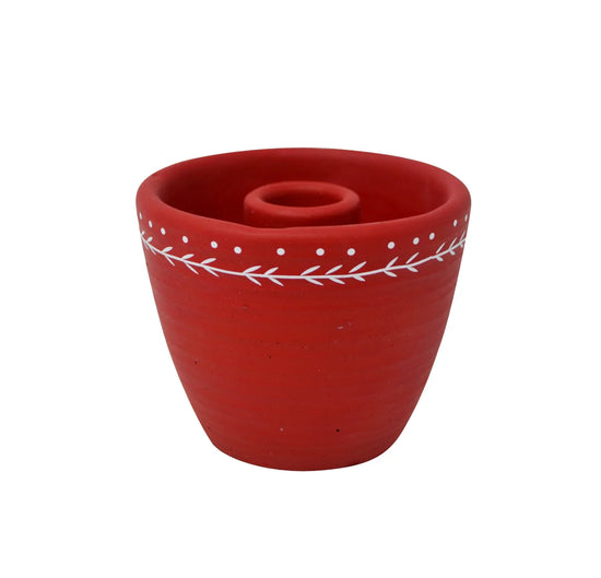 CANDLEHOLDER VASE RED CEMENT