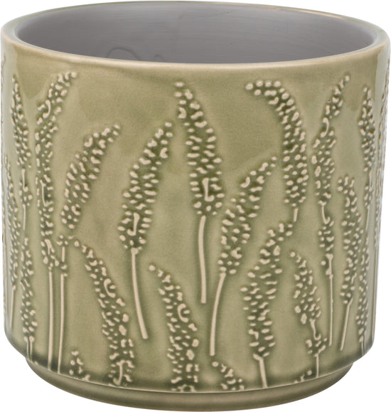 Floral stem pattern ceramic pot cover