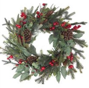 24" EUCALYPTUS RED BERRY WREATH