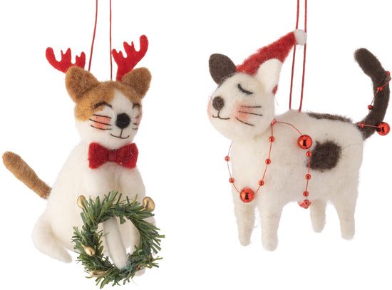 WHITE CAT FELT ORNAMENTS