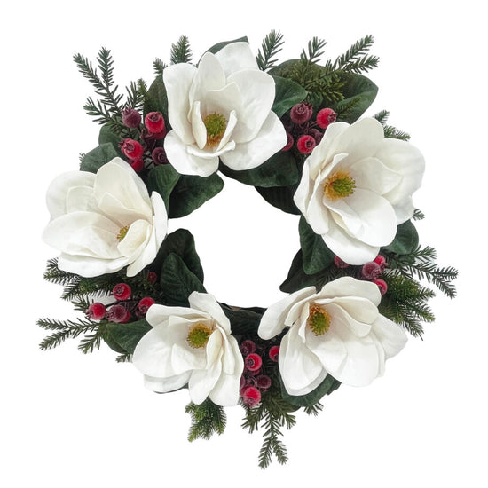 WREATH WHITE MAGNOLIA 24″