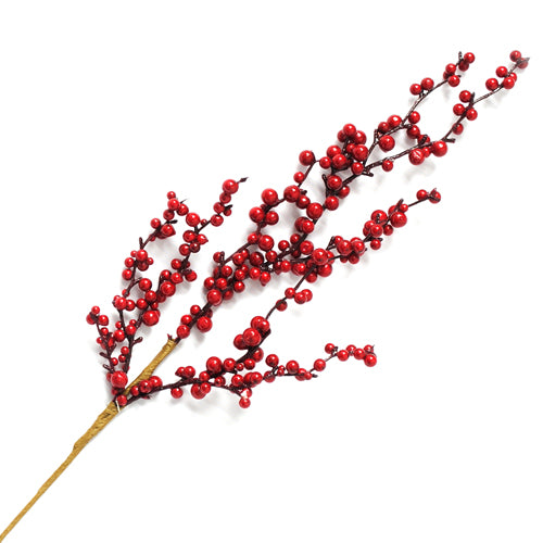 SPRAY BERRY 24″ RED CLUSTERED BERRY