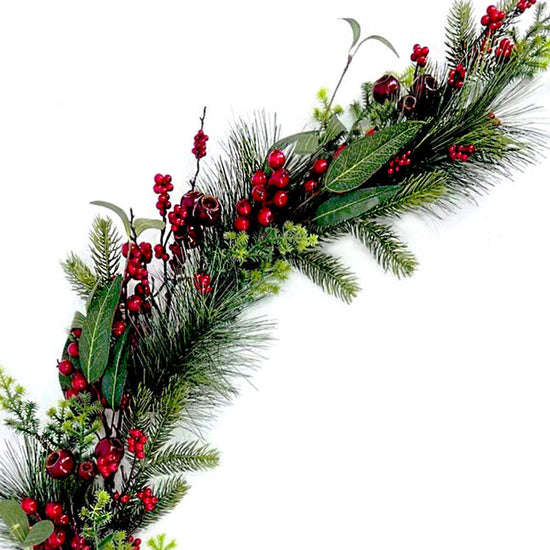 60" MIXED RED BERRIES WITH PINE GARLAND