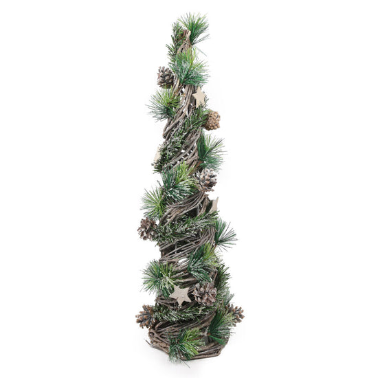 CONE TREE NATURAL/ GRAY FROSTED 21.5 W/ PINE, CONES & STARS