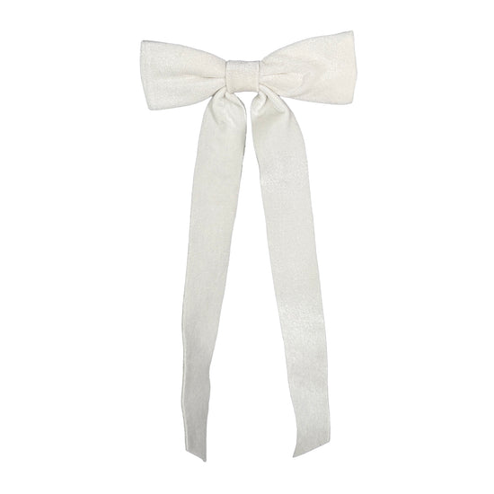 BOW CLASSIC VELVET WHITE 15"X6.5" W/ CLIP
