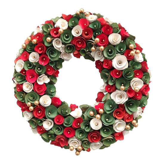 WREATH RED/WHITE/GREEN 13″ FLOWERS