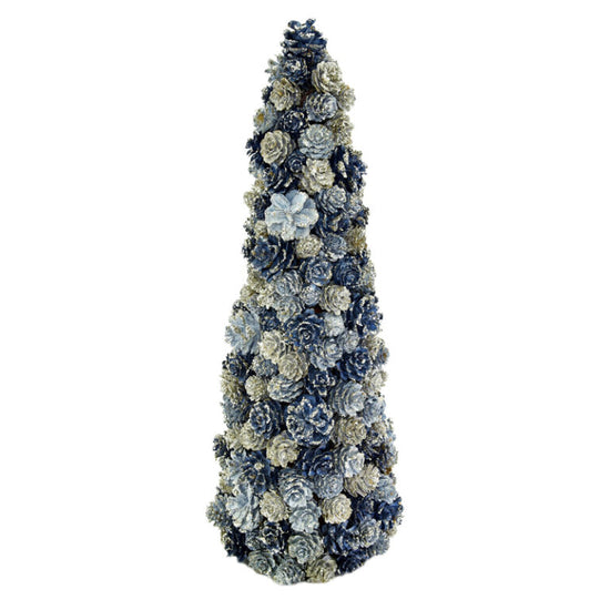 CONE TREE 17″ PINE CONES ROYAL BLUE/ CHAMPAGNE