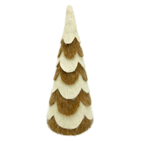 CONE TREE FELT FABRIC 12" WHITE/NATURAL W/ SCALLOPED/PETAL- SHAPED