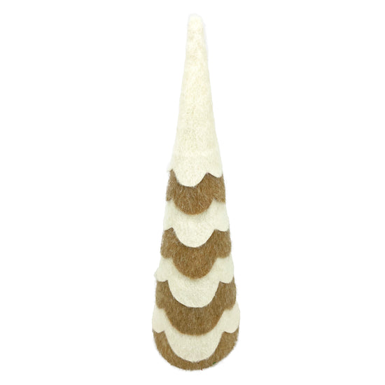 CONE TREE FELT FABRIC 24" WHITE/NATURAL W/ SCALLOPED/  PETAL-SHAPED