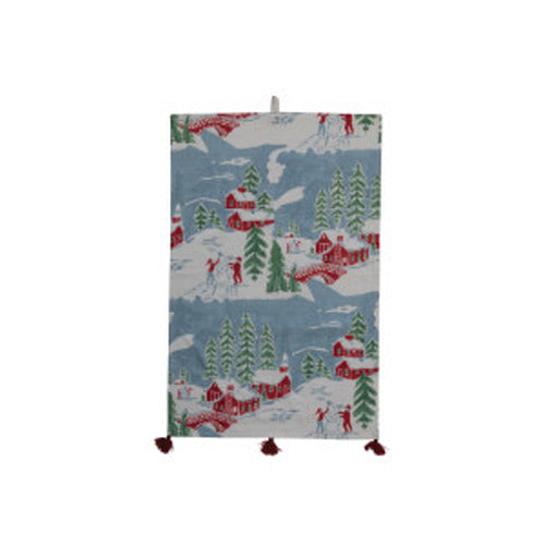 28"L x 18"W Cotton Tea Towel w/ Christmas Village